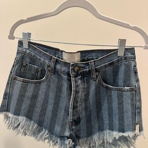 Striped Denim Shorts